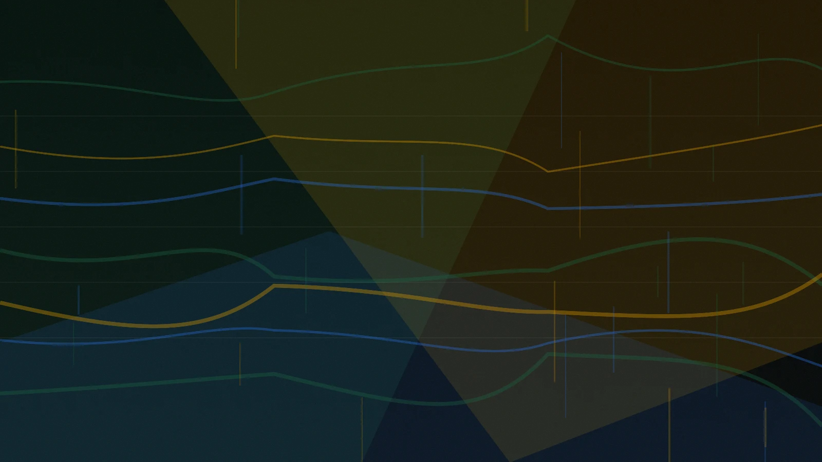 Abstract gallery representing the seven artist projects through different soundwave colors.